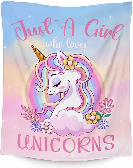 Unicorn Blanket Gifts - 30x40 Inches Cute Throw for Girls - Pink Soft Fuzzy Blankets for Couch & Office