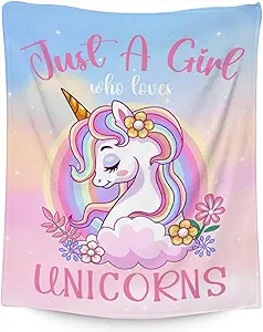 Unicorn Blanket Gifts - 30x40 Inches Cute Throw for Girls - Pink Soft Fuzzy Blankets for Couch & Office