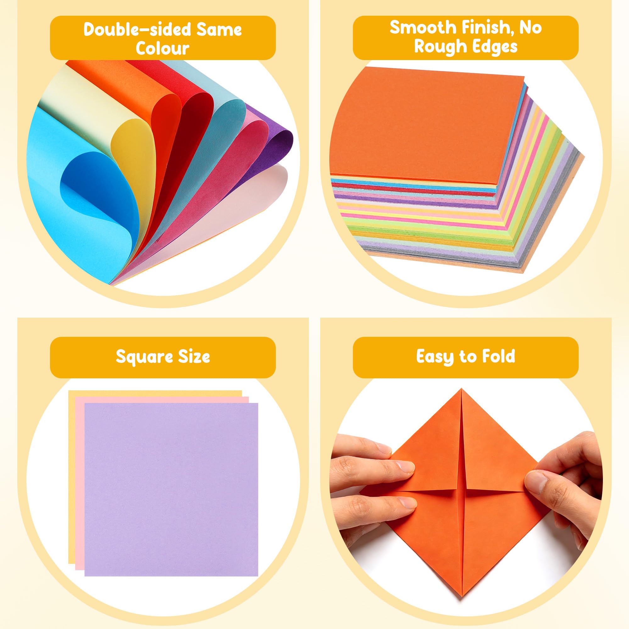 Juego de 840 Hojas de Papel Origami, 20 Colores, Doble Cara, 10/15/20 cm + Tiras, Manualidades