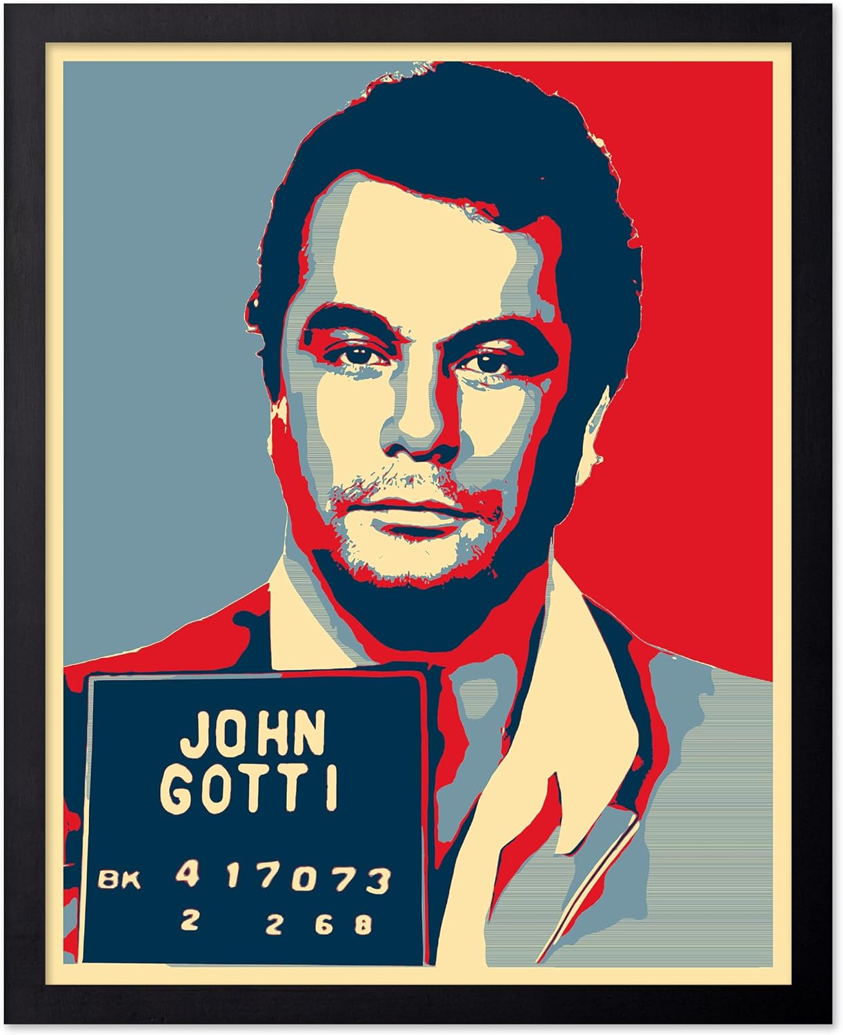 Poster Master Black John Mugshot Print - Retro Gangster Portrait Poster - Gambino Crime Family Art - Colorful Crime Boss Wall Design - Bedroom or Living Room Wall Decor - 8x10 UNFRAMED Wall Art