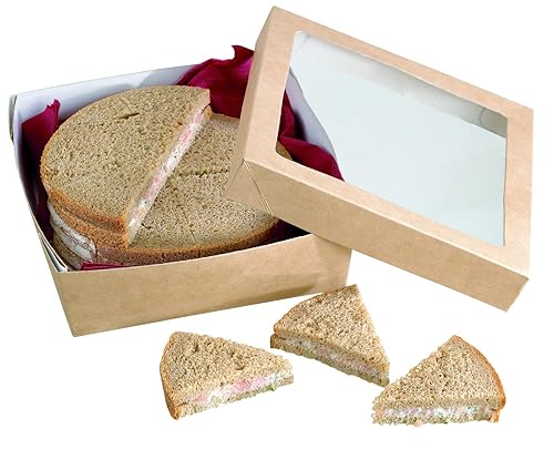 Miniatura 2 de Packnwood caja cuadrada de papel con tapa transparente (varios tamaños y colores), Kraft marrón, 250