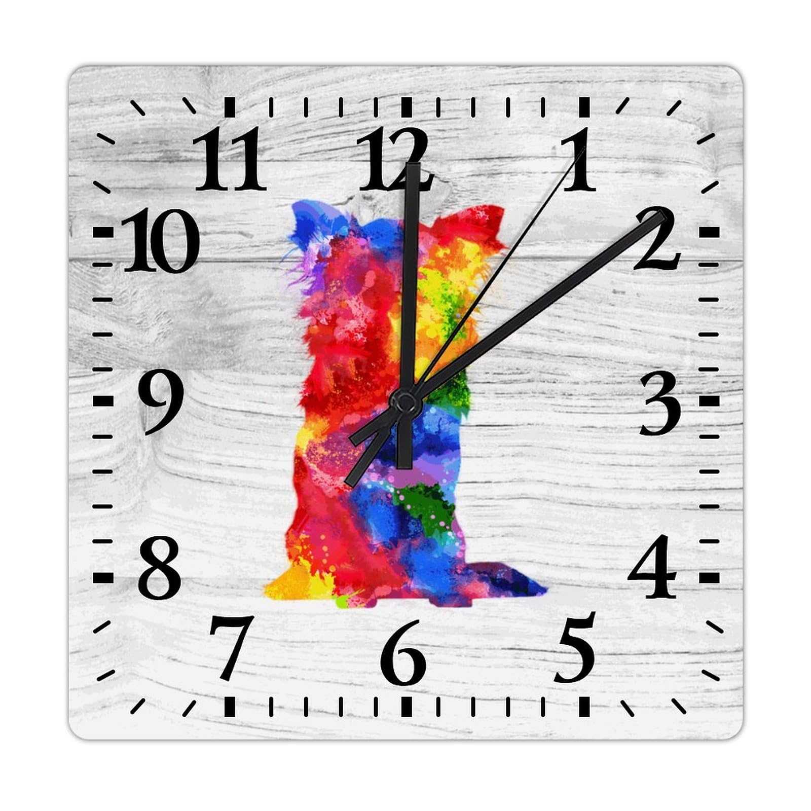 Horloge murale en bois Chihuahua 38cm silencieuse pour déco vintage