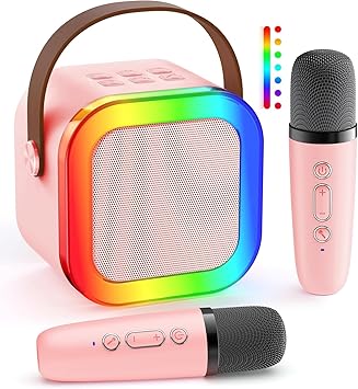 AICase Kpop Merch Karaoke Machine for Adults,Bluetooth Mini Speaker with 2 Wireless Microphones,for Kpop Demon Hunters Cosplay 2026 Birthday Gifts Toys for Ages Family Music Party Hitster Games