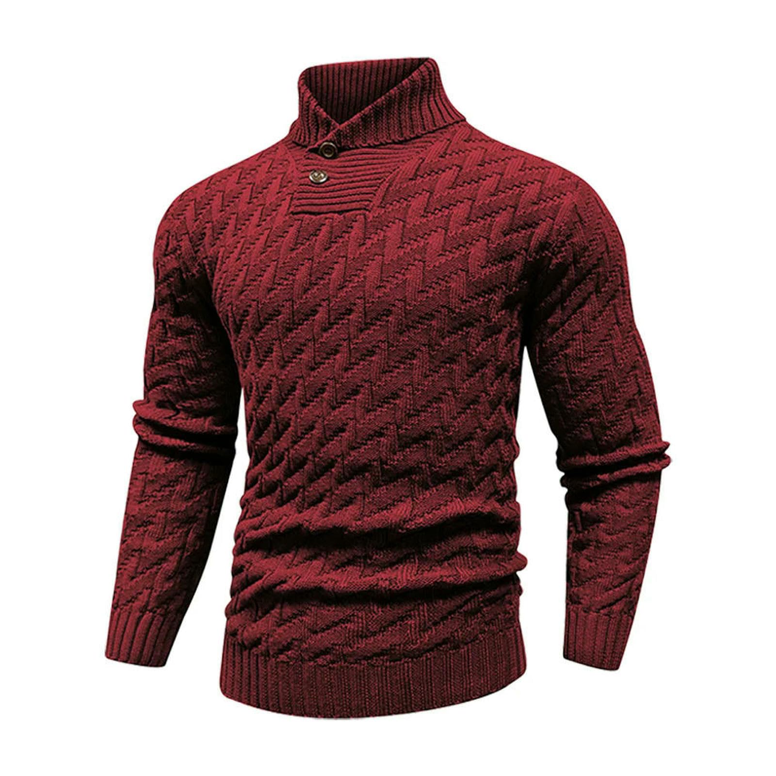 Suéter para Hombre Suéter De Invierno para Hombre, De Manga Larga, Holgado, Informal, De Color Sólido Y Grueso.-Amarillo-L