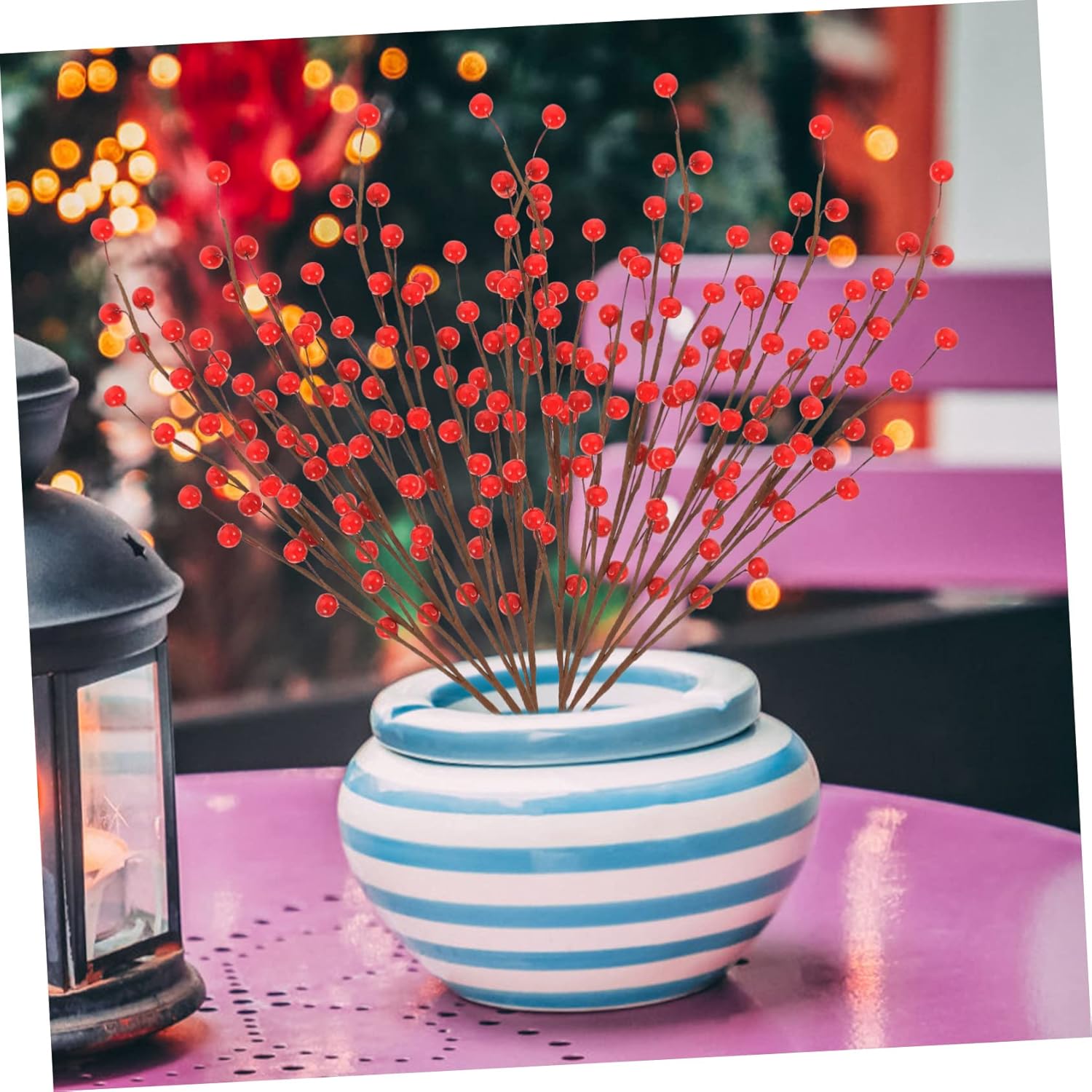 Unomor 40pcs Artificial Berry Branches for Christmas Decor Faux Xmas Berries for Holiday Parties and Wedding Decorations Realistic Simulated Fruit Stems for Home Decoration