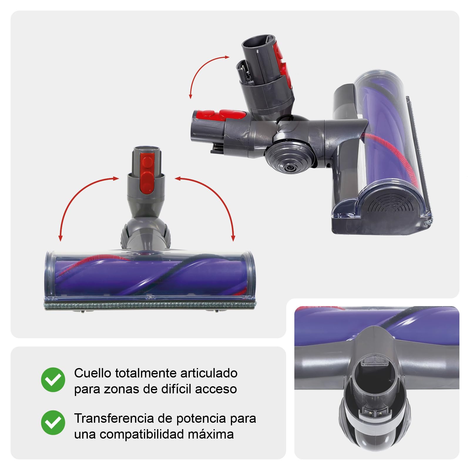 Spares2go Cabezal de Cepillo para Dyson V7, V8, V10, V11, V15, Animal Cyclone, motorizado, con turbina de par, SV22, SV15, SV28, SV14, SV27, SV12, SV25, SV10, SV11