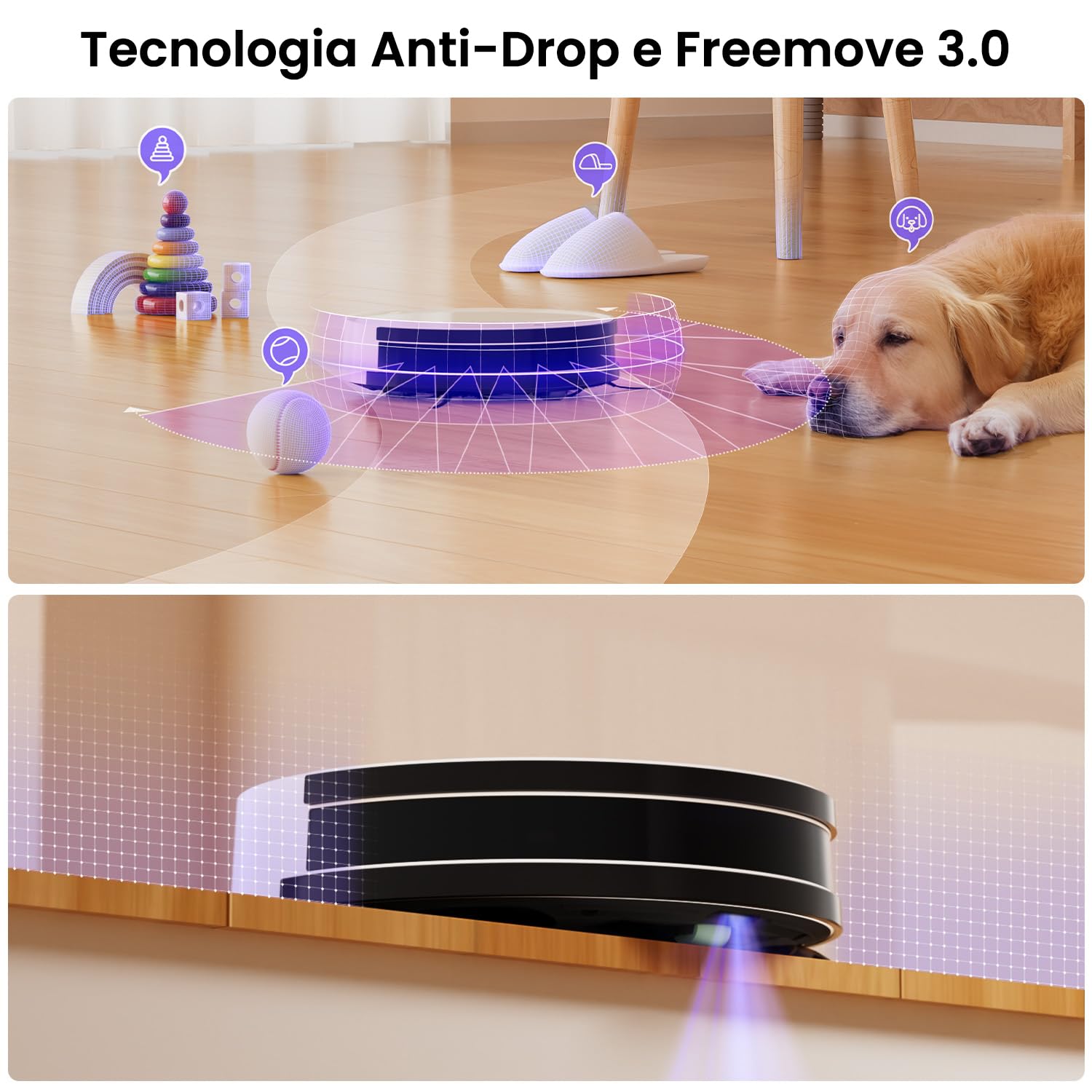 OKP K5 Robot Aspirapolvere, 2500Pa, 120 Minuti, WiFi/App, Sistema di Filtrazione Efficiente, Auto-Ricarica, Design Sottile, Silenzioso, Perfetto per Pavimenti Duri, Peli di Animali, Tappeti