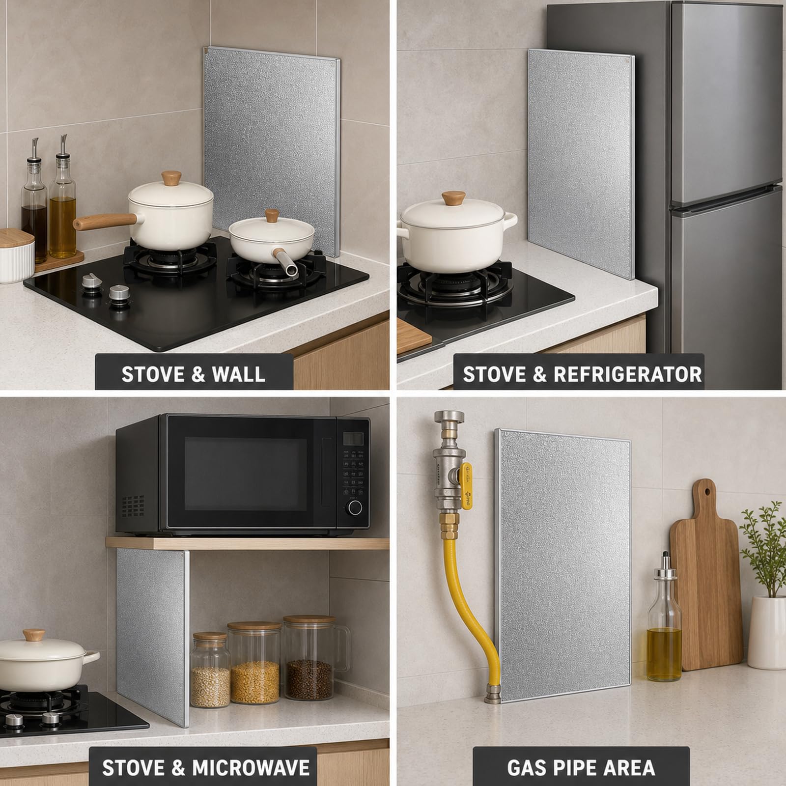 Panel de protección térmica,Panel de protección térmica de Aluminio,Panel Aislante térmico para refrigerador,Protector térmico Cocina,para Estufa,Armario de Cocina y protección de Pared
