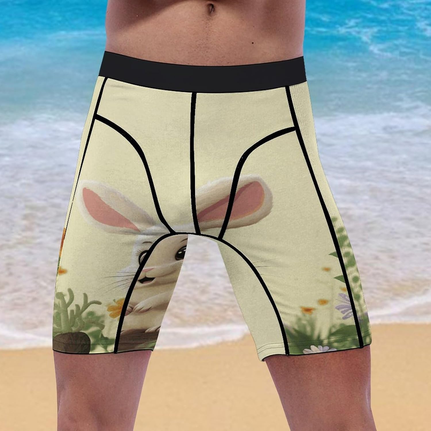 Cute Bunny Compression Shorts Men Spandex Sport Shorts Workout Performance Baselayer Underwear