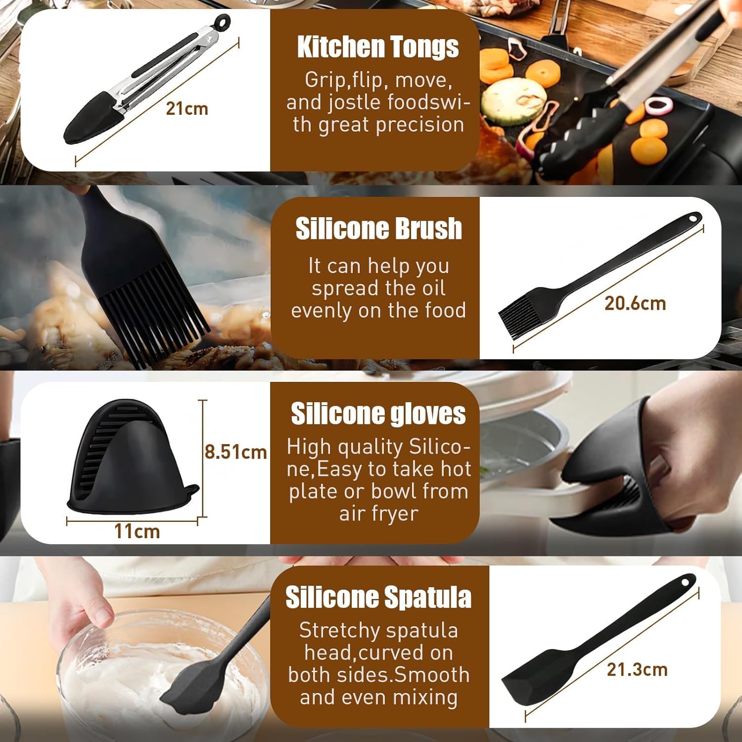 Accessoires Pour Air Fryer Moulinex Easy Fry Dual 8,3L(5,2/3,1L), 17 Pcs Avec Friteuse À Air Moule en Silicone, Grille Racks, Moule Cake, Moule à Pain Pour Moulinex - EZ901820