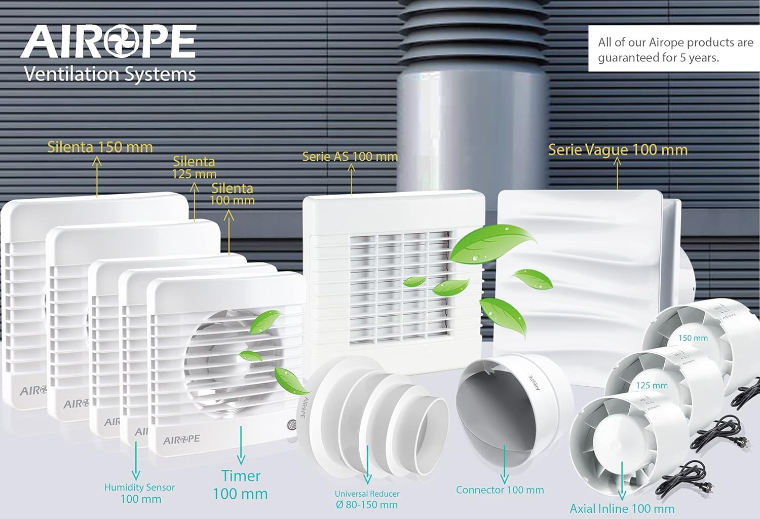 150 mm Ventilateur Extracteur d'Air VMC avec Interrupteur à Tirette, Clapet Anti-Retour + Moustiquaire, pour Salle de Bain, Cuisine, WC, Silencieux, Garantie 5 Ans