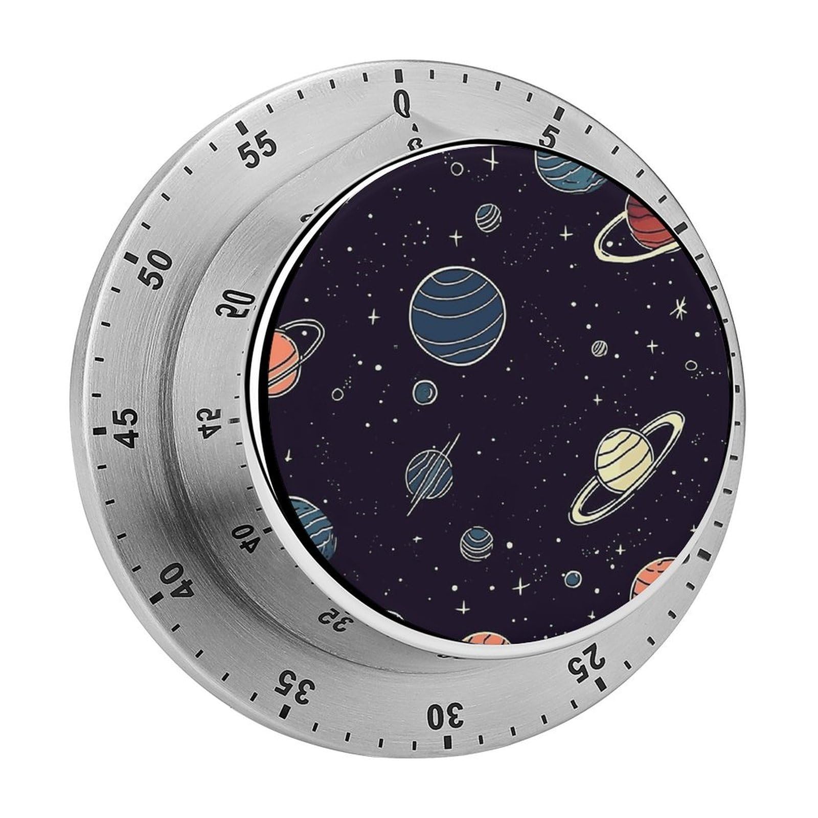 Adfgyerh Style Space Planet Pattern Timer For Cooking, Kitchen Timer Magnetic No Batteries Required, Mechanical Timer With Loud Alarm, For Fitness Baking Exercise Oven