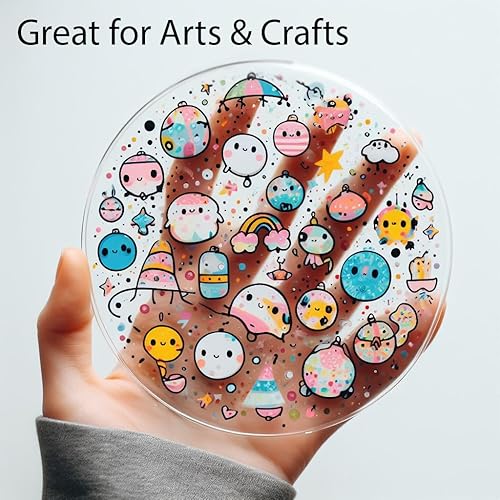 Miniatura 8 de Círculo redondo acrílico transparente transparente de 4 pulgadas de diámetro (6 unidades) de grosor con película protectora. Ideal para decoración