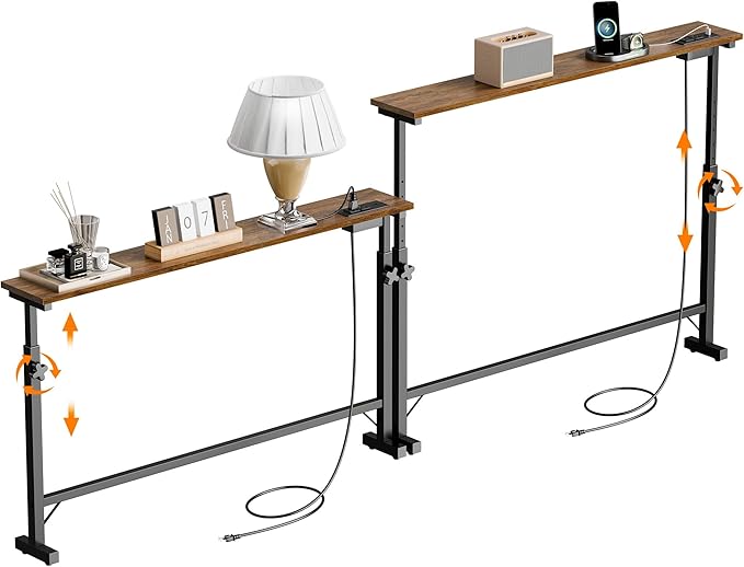 Escritorio Consola Ajustable 199x15 cm con Tomas de Corrient