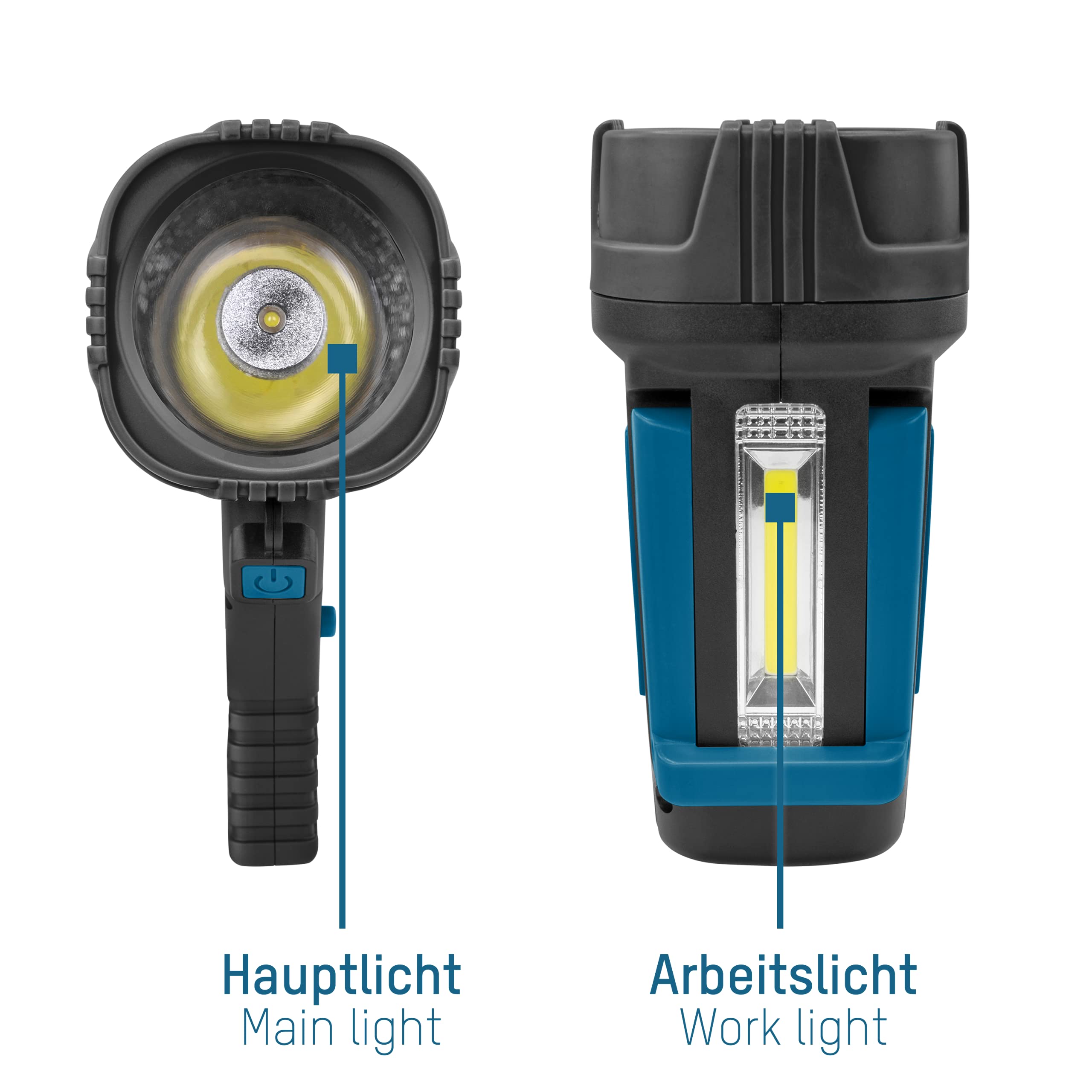 ANSMANN HS230B LED Floodlight (1 pc) – Hand held spotlight with a maximum output of 210 lumens for a lighting distance of up to 213 m. – Portable LED work light