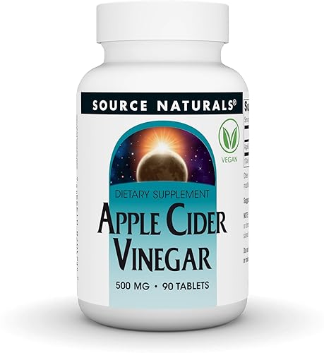 Source Naturals Suplemento dietético de vinagre de sidra de manzana 500 mg - 90 Tabletas