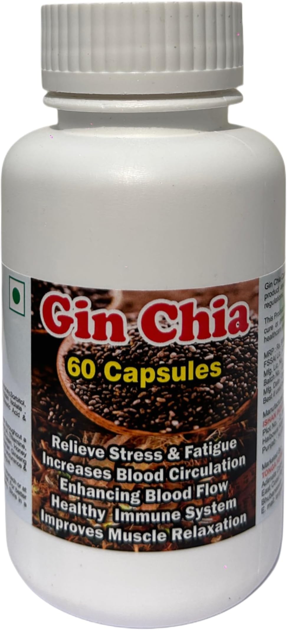 GIN CHIA CAPSULES - 60 CAPSULES (BUY ONE GET SAME 50ML DROPS FREE)