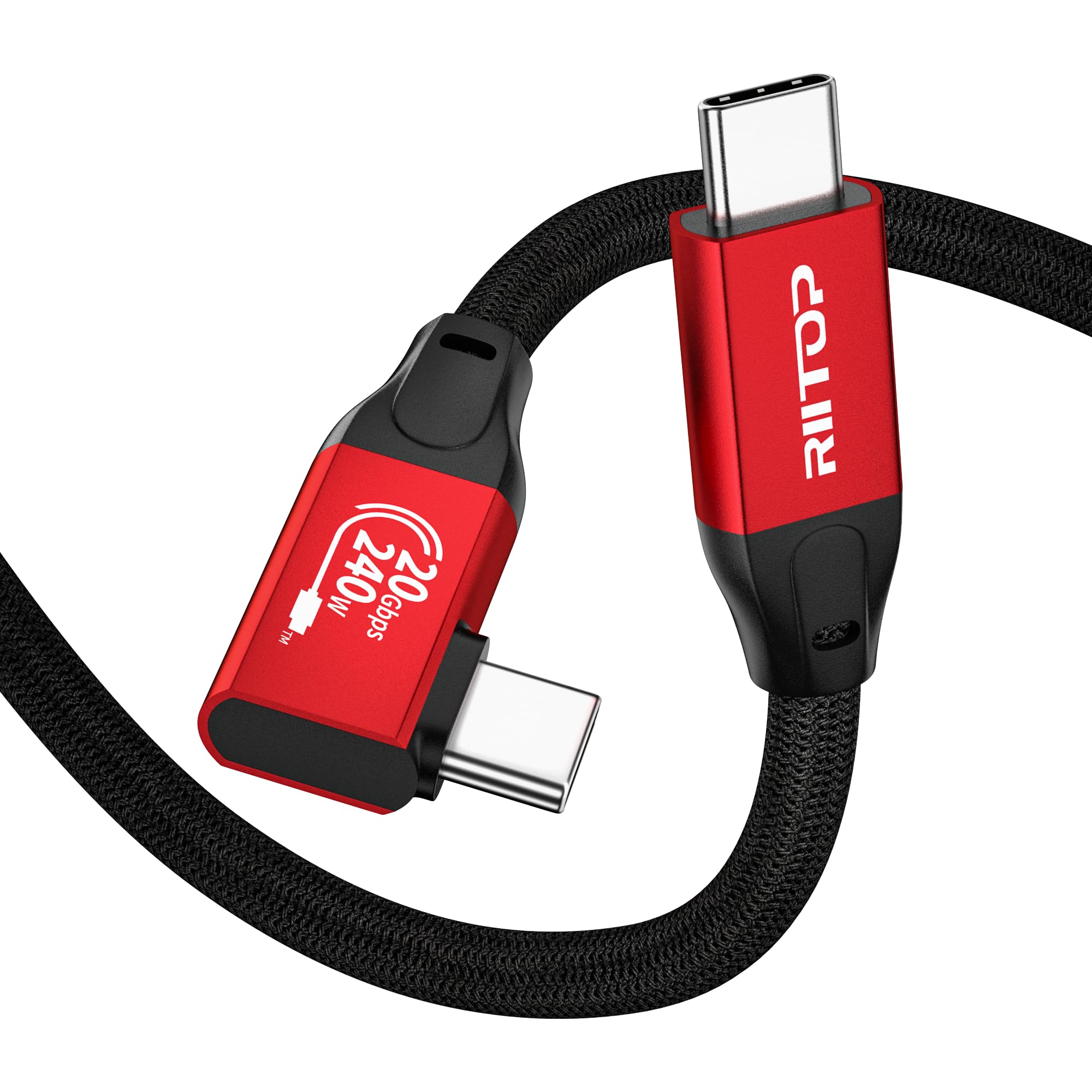 RIITOP Cable largo USB C a USB C [14.8 pies] 20 Gbps/240 W/ángulo recto
