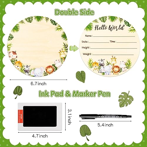 Miniatura 19 de R HORSE Letrero de anuncio de nacimiento de bebé con rotulador, letrero de nombre de bebé floral rosa con almohadilla de tinta para manos y huellas