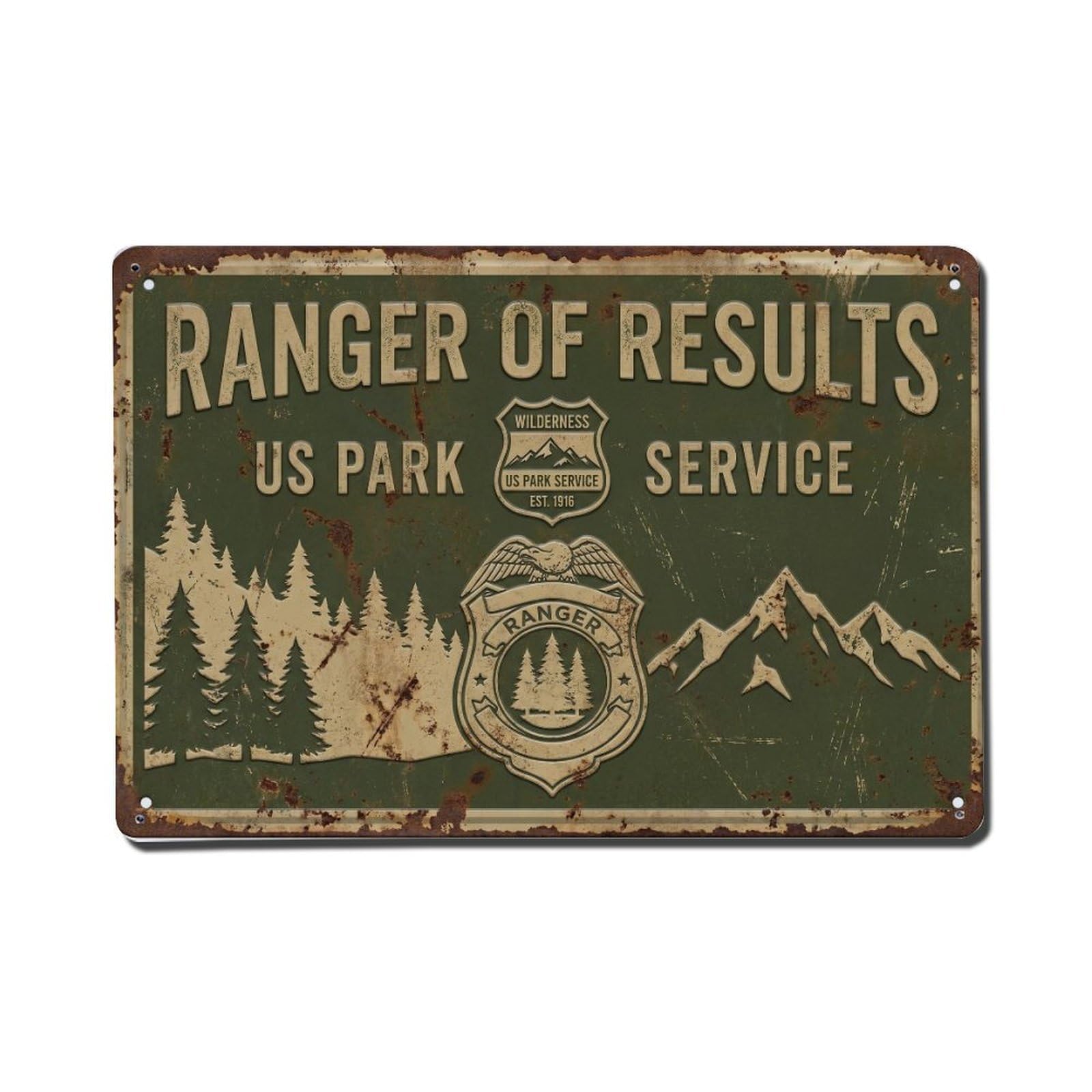 Ranger of Results Patrol Retro Motivational Slogans Metal Tin Sign Plaque Wall Decor for Cafe, Club Bar, Office, Home Garden Metal Poster 8x12Inch