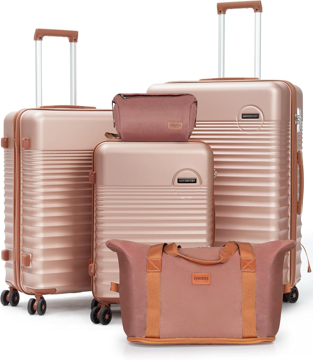 Luggage Sets 5 Piece, Suitcases with Wheels, Hardshell Suitcase Set, ABS Carry on Luggage Set with TSA Lock, Travel Luggage ABS-3Pcs(20in/24in/28in) Pink