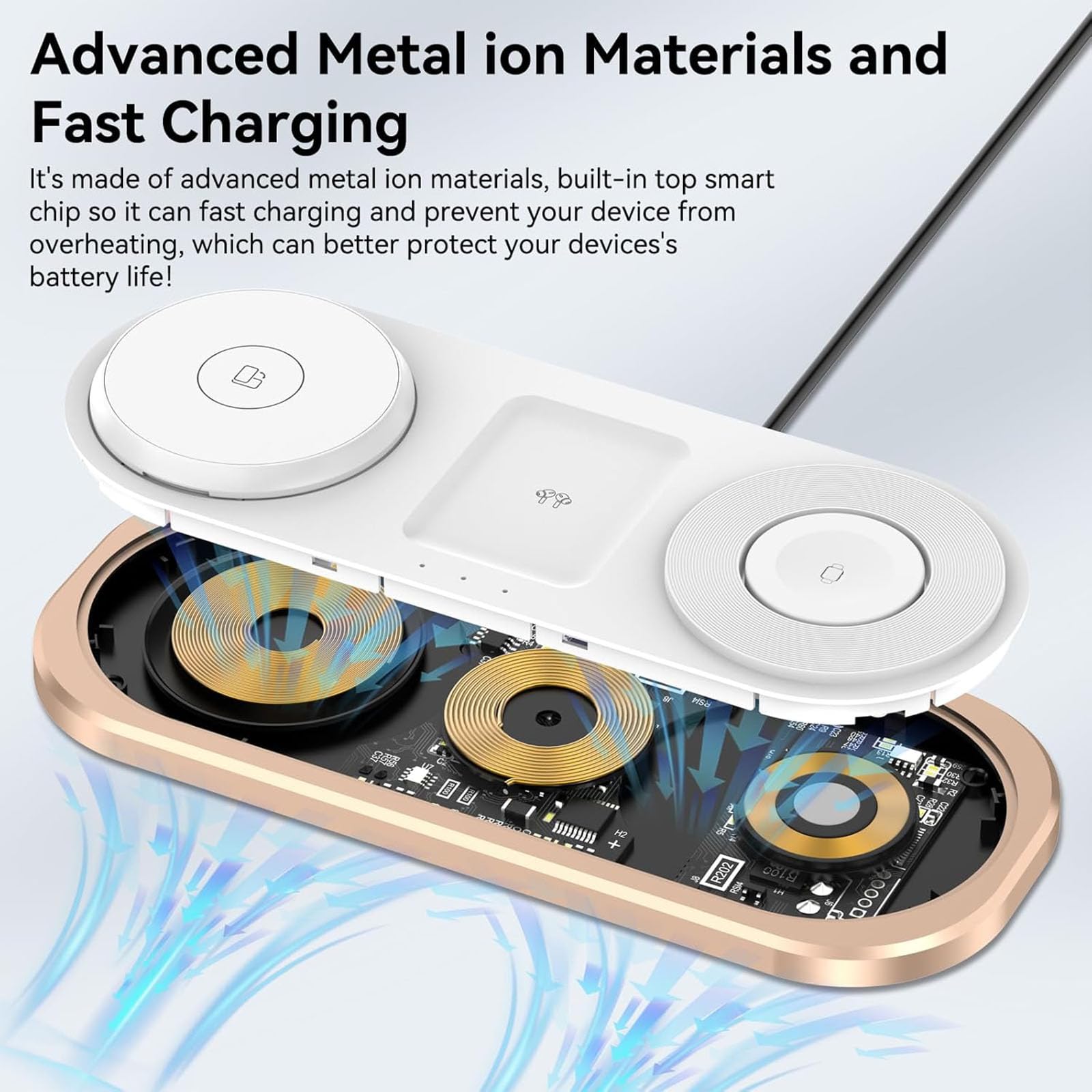 Cargador inalámbrico 3 en 1, estación de carga plegable para Magsafe para iPhone 17/Air/16/15/14/13/12 Serie, Apple Watch 11/10/9/8/7/SE 3/SE 2/SE/6/5/4/3/2/1/Ultra 3/Ultra 2/Ultra, AirPods pro/2/3/4