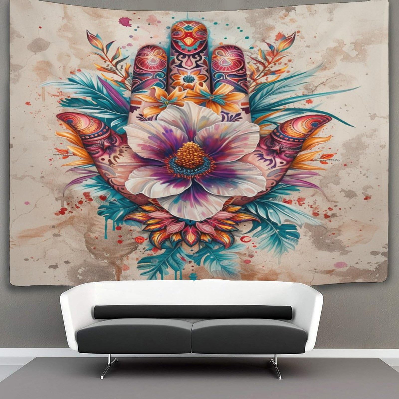 kaiyun Mandala Decor Tapestry,Datura Flowers Wall Art Tapestries Wall Hangings for Living Room Bedroom Dorm 150cmx200cm