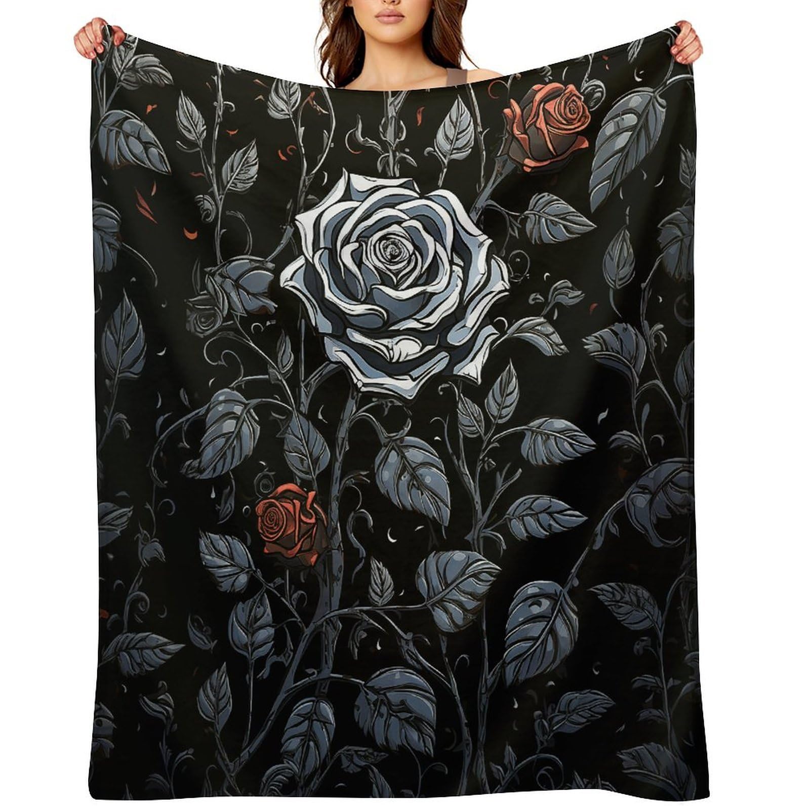 Rose Gothic Throw Blanket for Couch and Bed Super Soft Warm Lightweight Throw Blankets Cozy Fuzzy Flannel Blanket Personalized Decorative Blankets for Sofa Decor 50"x60"