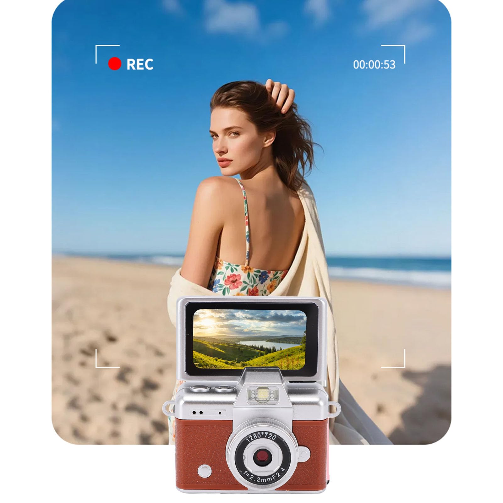 Tangxi Caméra Porte-clés, écran LCD Rabattable de 1,47 Pouces 1080P 48MP, Mini Caméscope Numérique Ultra Clair, Lampe de Poche Intégrée, Enregistreur Vidéo Portable pour la Reconn