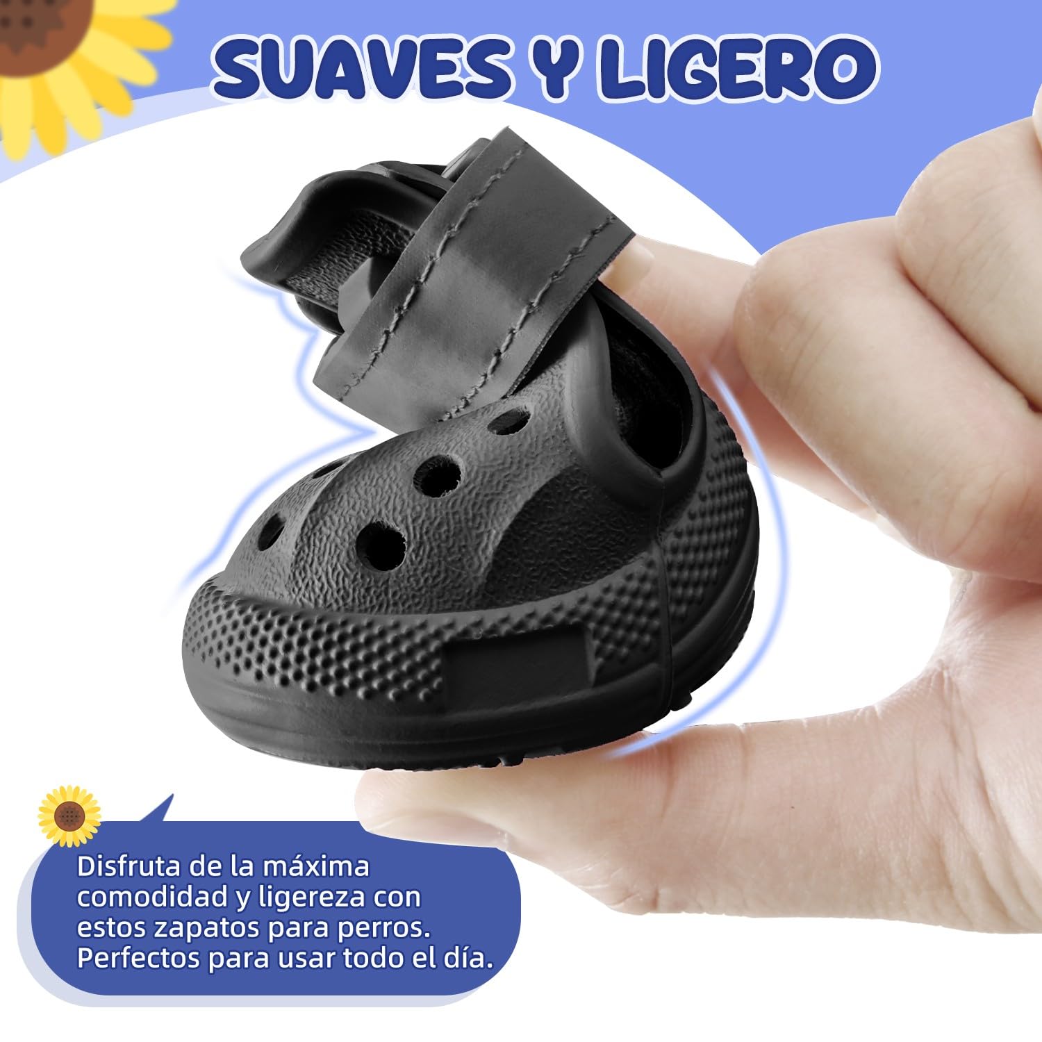 SlowTon Zapatos para Perros para Pavimento Caliente, Sandalias Transpirables Antideslizantes con Tiras Reflectantes, Fáciles de Poner y Quitar, Botines de Verano para Exteriores Fácile