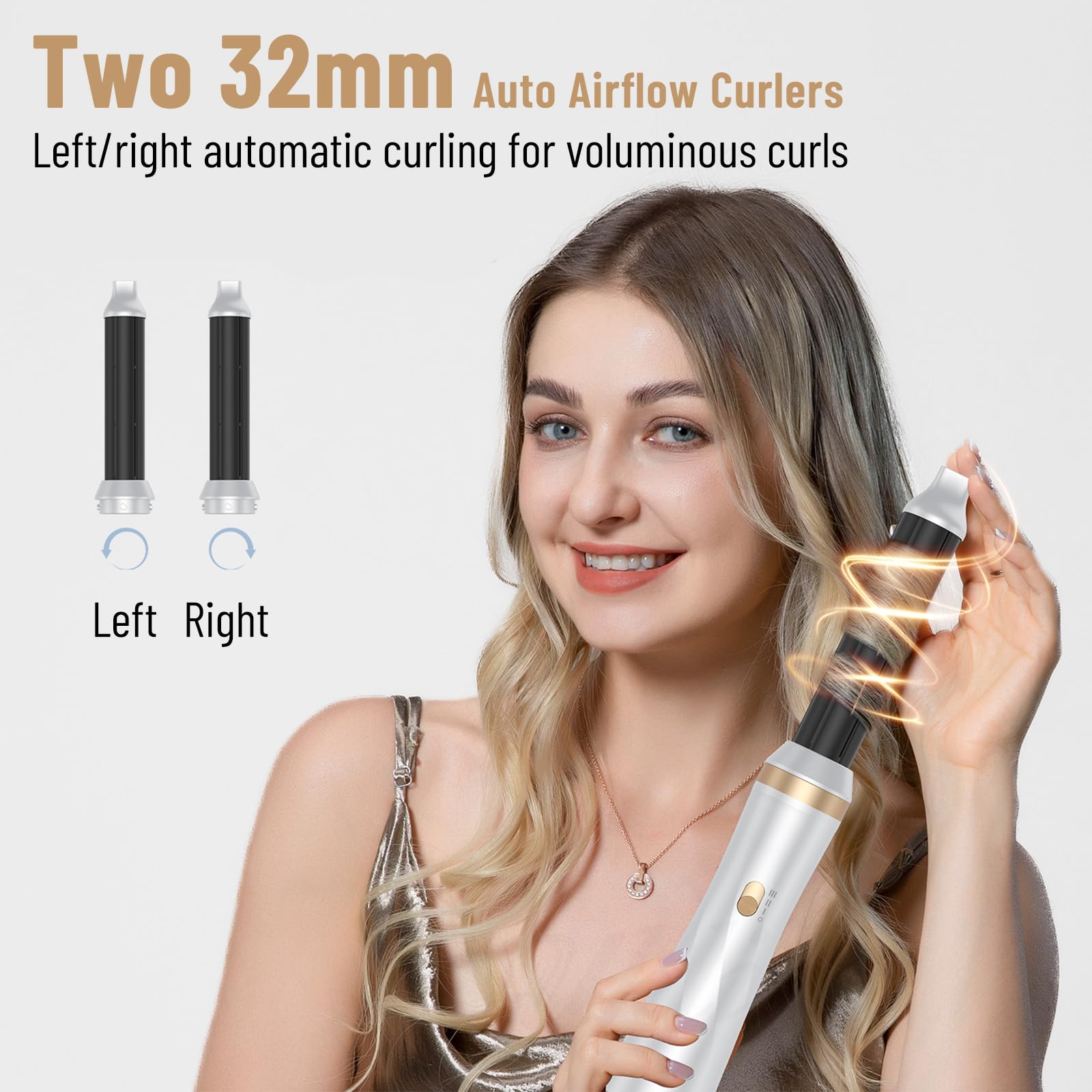 Cepillo secador de pelo Air Styler 5 en 1, moldeador Desmontable multifuncional con Iones Negativos Secador, Rizador y Cepillo Térmico para Cabello Seco, Liso y Rizado