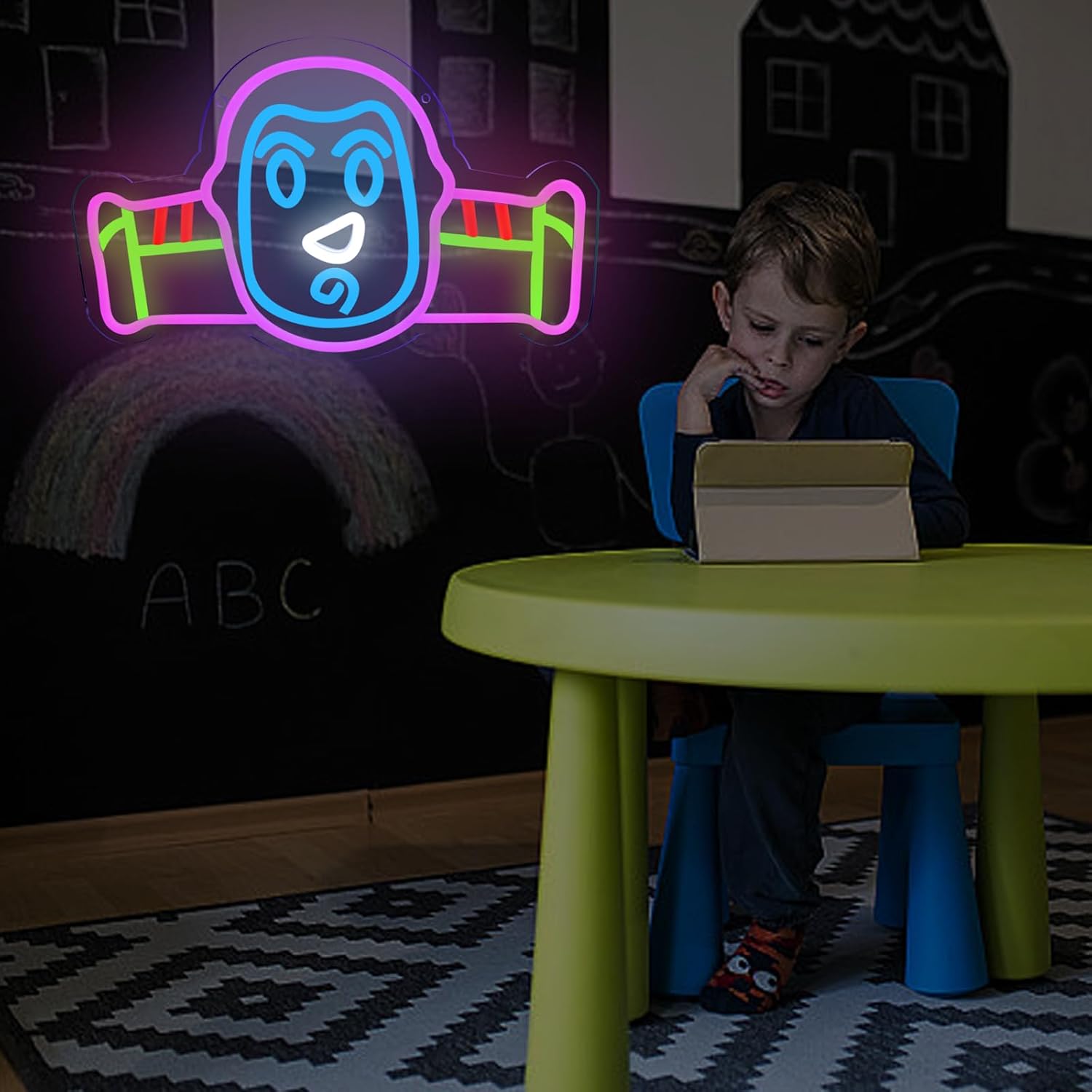 Space Ranger Themed Neon Sign Dimmable LED Neon Light for Wall Decor USB Powered Cartoon Astronaut Neon Sign for Teen Room Game Room Playroom Gift for Boys & Cartoon Fans