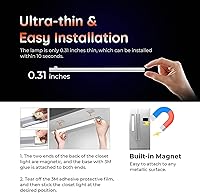 Vista 5 de LED Closet Light, 1 Pack 44 LEDs Under Cabinet Lights with 3 Color, Dimmable Indoor Motion Sensor Light, USB Rechargeable Battery Operated Lights