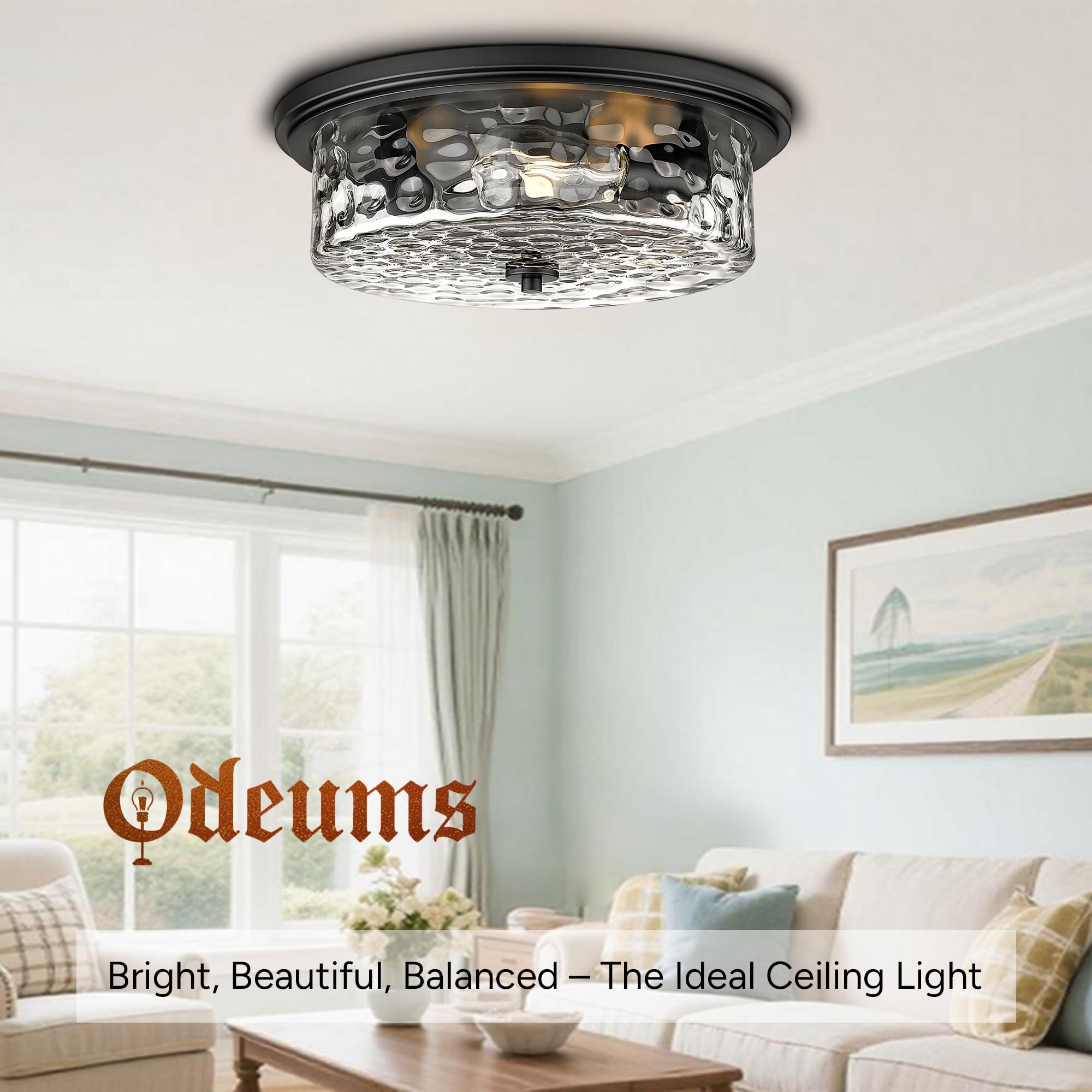 Odeums Industrial Flush Mount Ceiling Light, 16