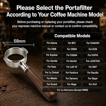 STAINLESS STEEL BOTTOMLESS FILTERHOLDER 58MM 2 Ears Fits for E61 Group Head machines, Precision Filter Basket Included, La marzocco/ASCASO/EXPOBAR/WEGA/Fiamma/BFC/ECM/RST/VIBIEMME