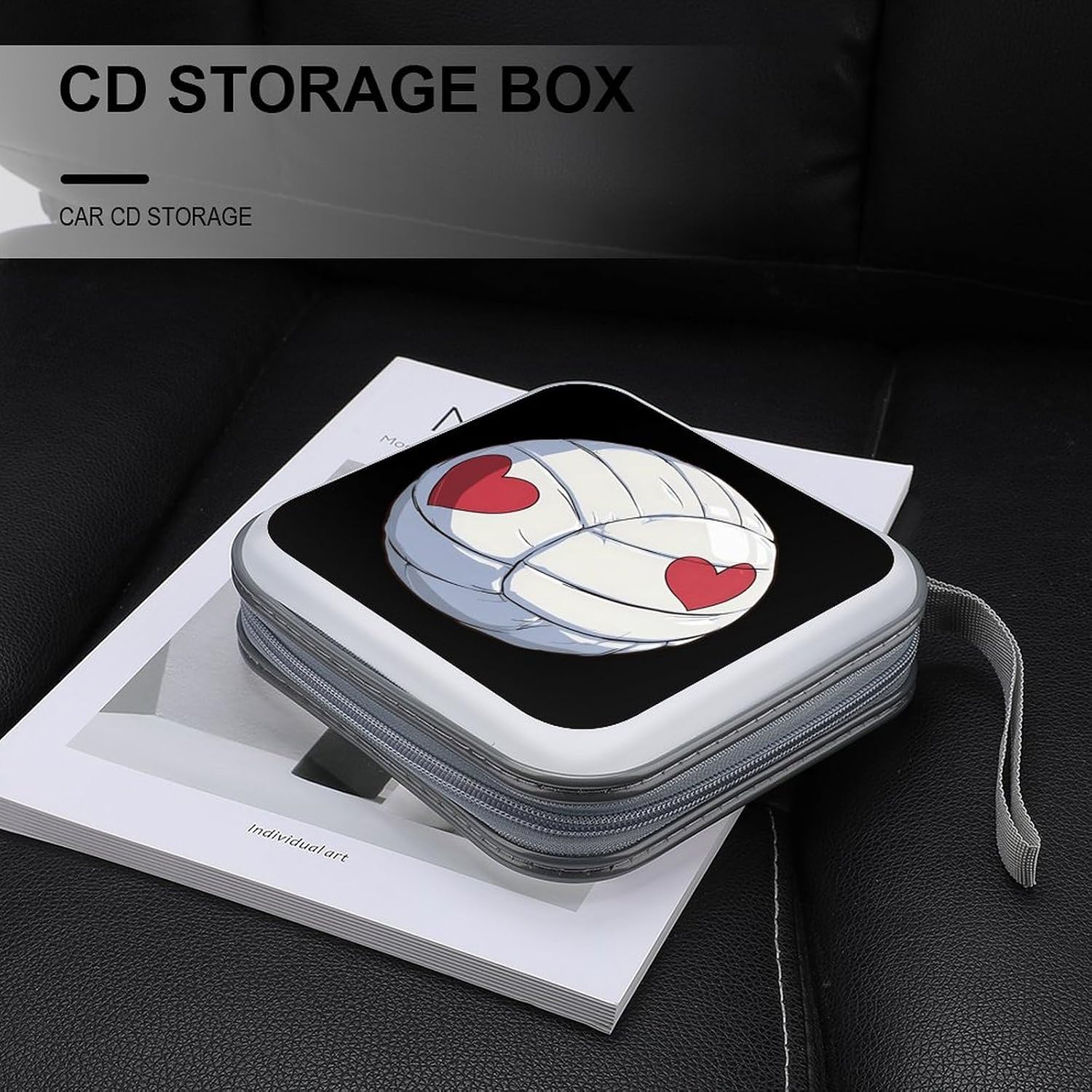 Cute Baseball Heart CD Case 40 Capacity DVD Holders Wallet for Home Travel