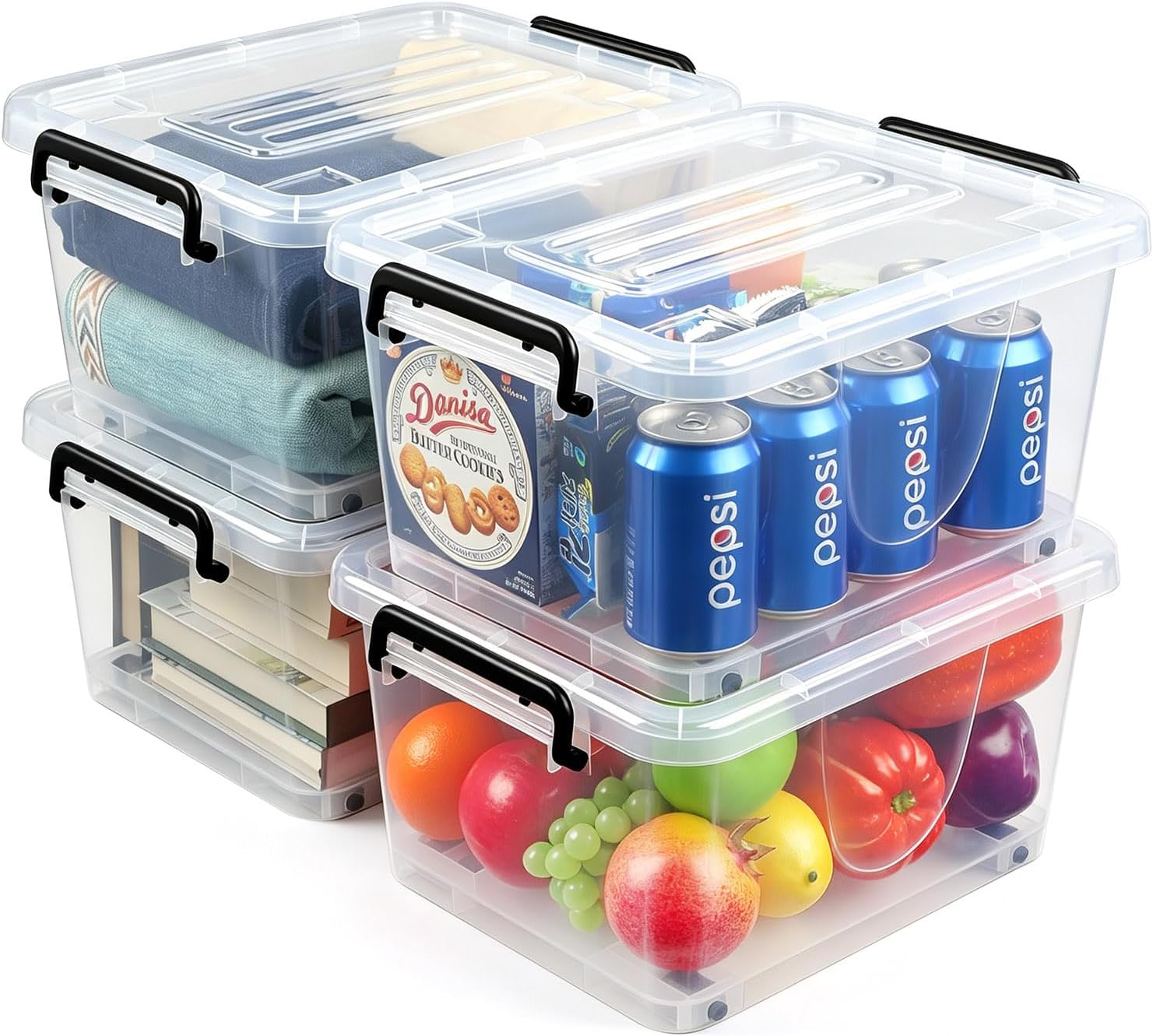 NUMIFUN 15QT Storage Bins with lids, Stackable Space Saver for Family