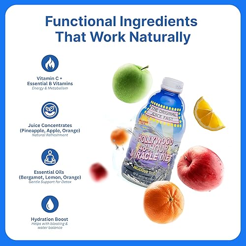 Vista 4 de Hollywood Miracle Diet Dieta de 48 horas, mezcla natural de bebida y fruta-32 oz