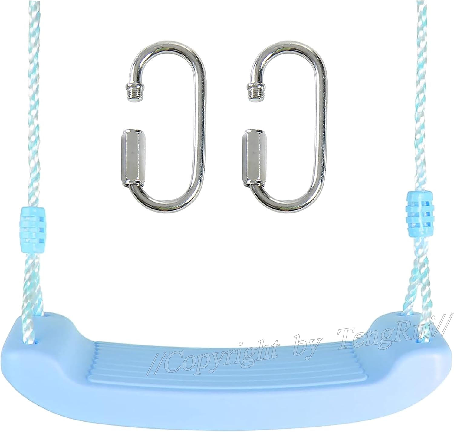 Swing Seat with Adjustable Rope and Screw Lock Carabiner Hooks Tree Swing for Indoor Outdoor (Black)