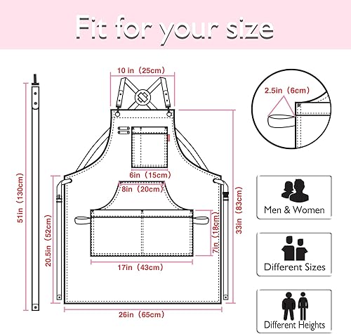 Miniatura 5 de Paquete de 5 delantales de cocina, delantal de trabajo, lienzo, múltiples bolsillos, jardinería, pintura, barbacoa, artista, carpintero, tallas M a