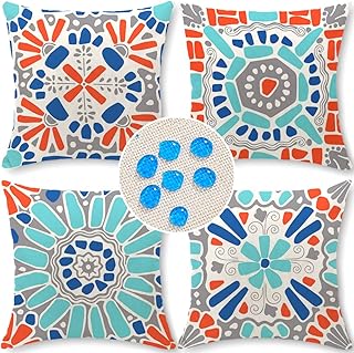 Cirzone Outdoor Pillow Covers 18x18 Set of 4 Morden Geometric Patterns W...