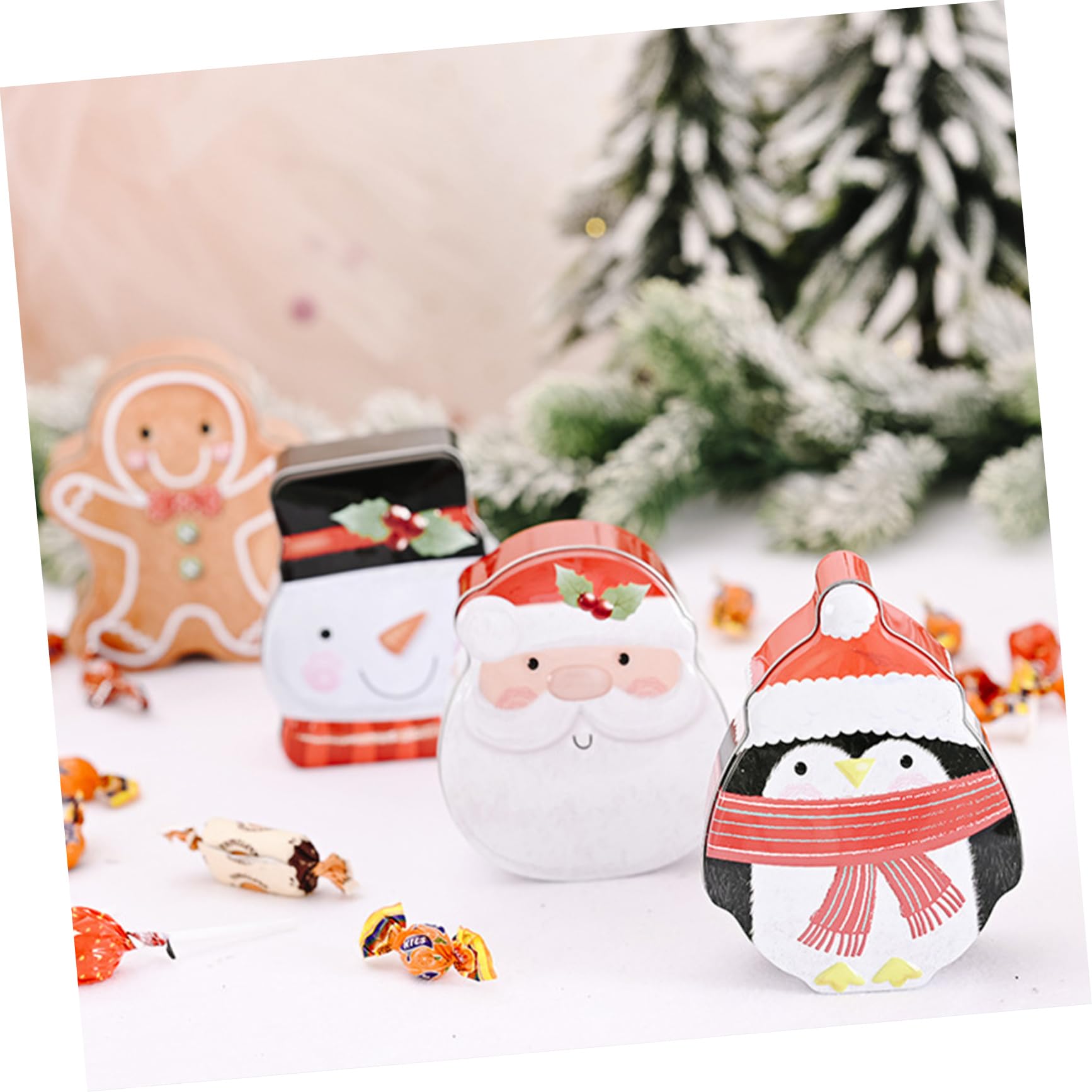 Anneome Boîtes à Biscuits En Fer-blanc 4 Pièces Coffrets Présents Assortis Noël Solide Lisse Capacité Moyenne Pour Bonbons Et Biscuits Fêtes Hivernales Famille Amis