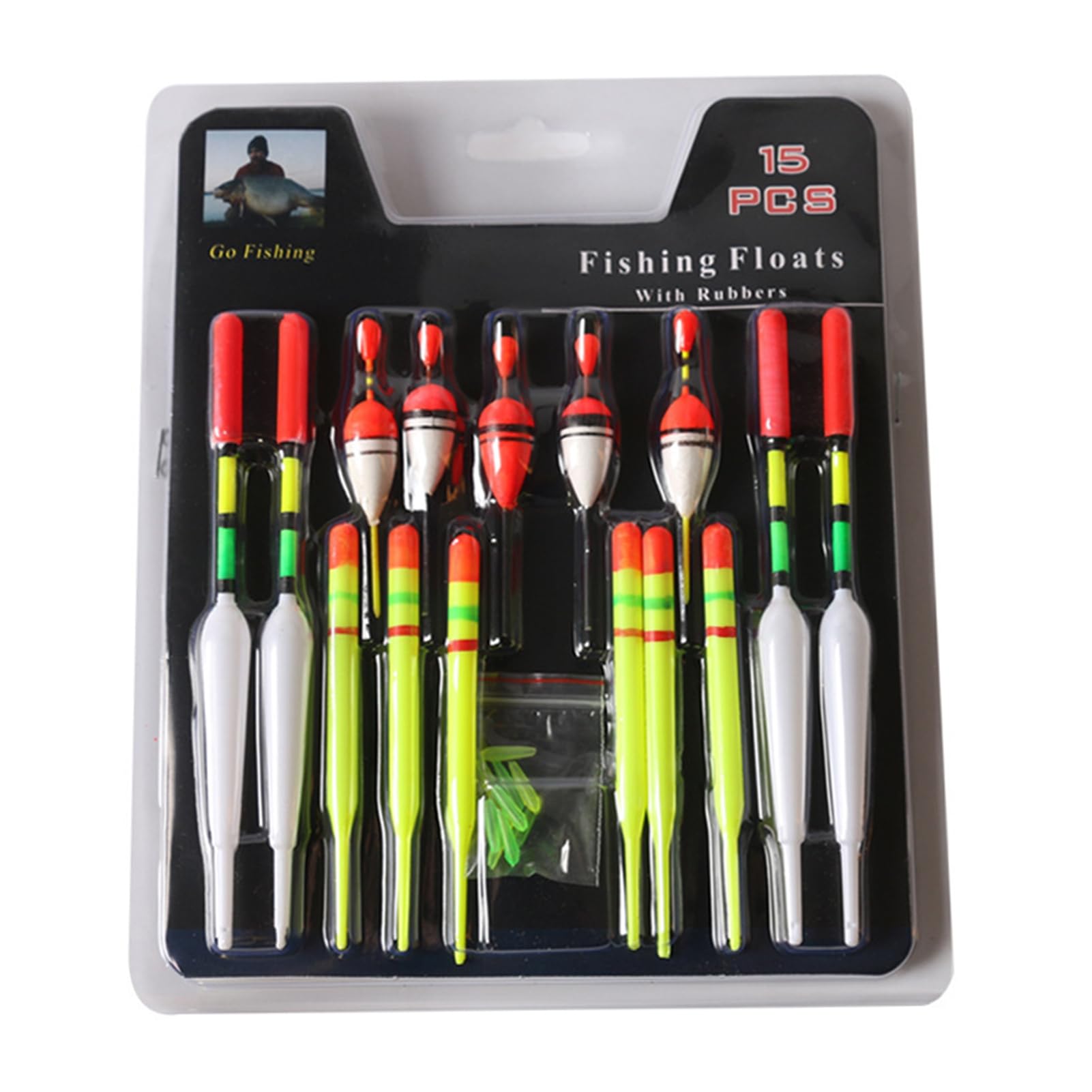 ulafbwur Safe 15Pcs/Set Strong Buoyancy Angling Float Bright Surface Lightweight Vertical Buoy Sea Fishing Assorted Angling Lures for Night Wear-Resistant