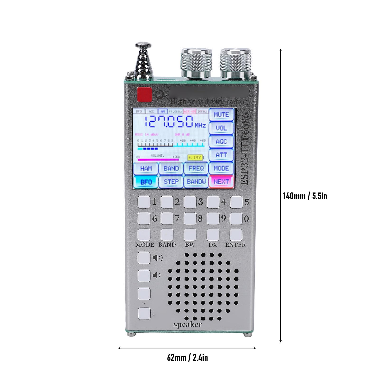 Fafeicy Vollbandradio FM AM SSB-Empfänger Hochempfindliches Hand-BT-Radio 2,4-Zoll-Touchscreen-Dual-System für Amateurfunk-Enthusiasten