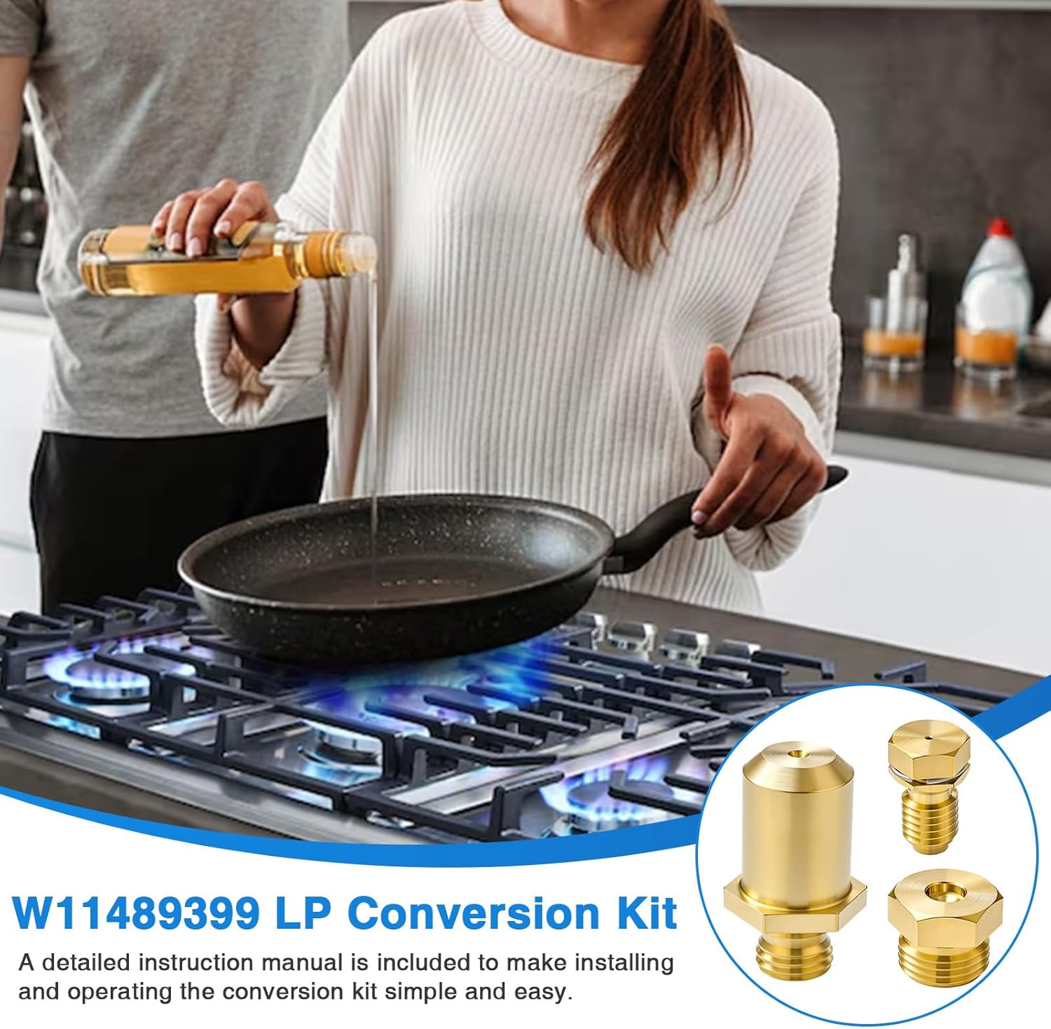 W11489399 Range Oven Surface Burner Orifice LP Conversion Kit Replaces W11560165 W11426600C for Whirlpool Most Burners