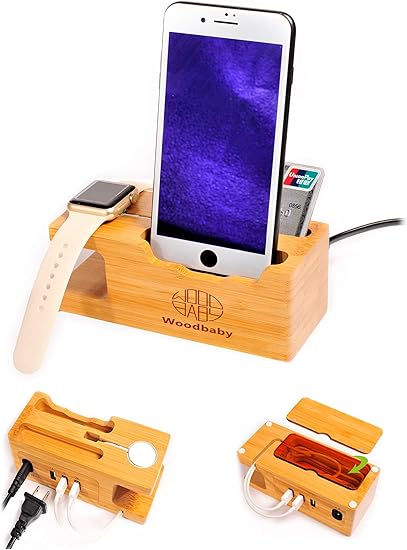 Amazon Wenqiu Iwatchスタンド Iphoneスタンド 充電スタンド 同時充電 スマホ置き 収納スタンド おしゃれな天然竹 Wenqiu スピーカーアクセサリ パーツ