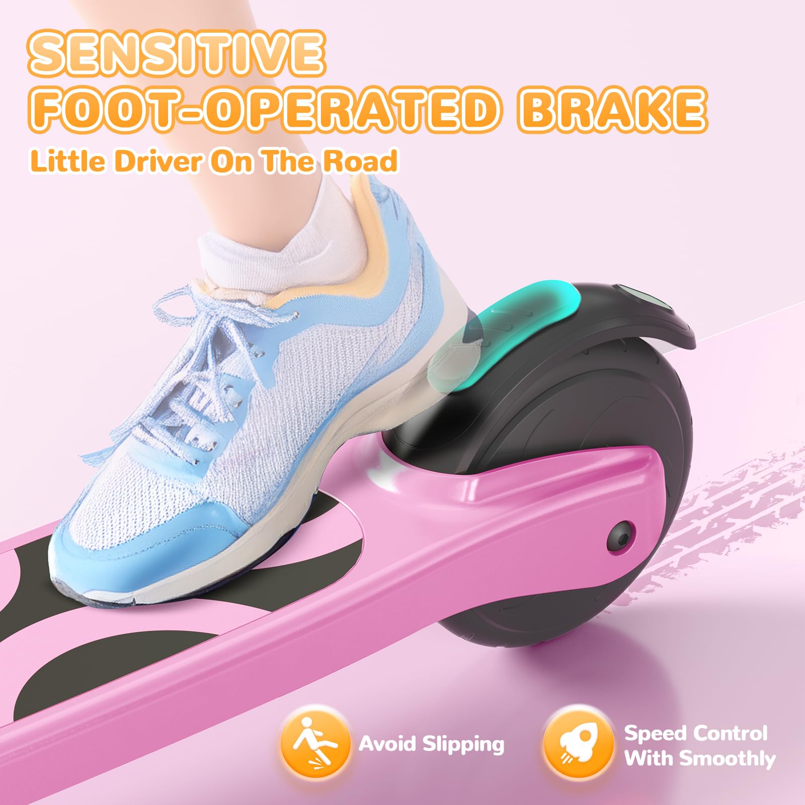 SISIGAD Monopattino elettrico per bambini da 6 a 10 anni, scooter elettrico per bambini da 5,3 pollici con luci LED e 3 altezze regolabili, carico massimo 70 kg, velocità massima 10 km/h, autonomia