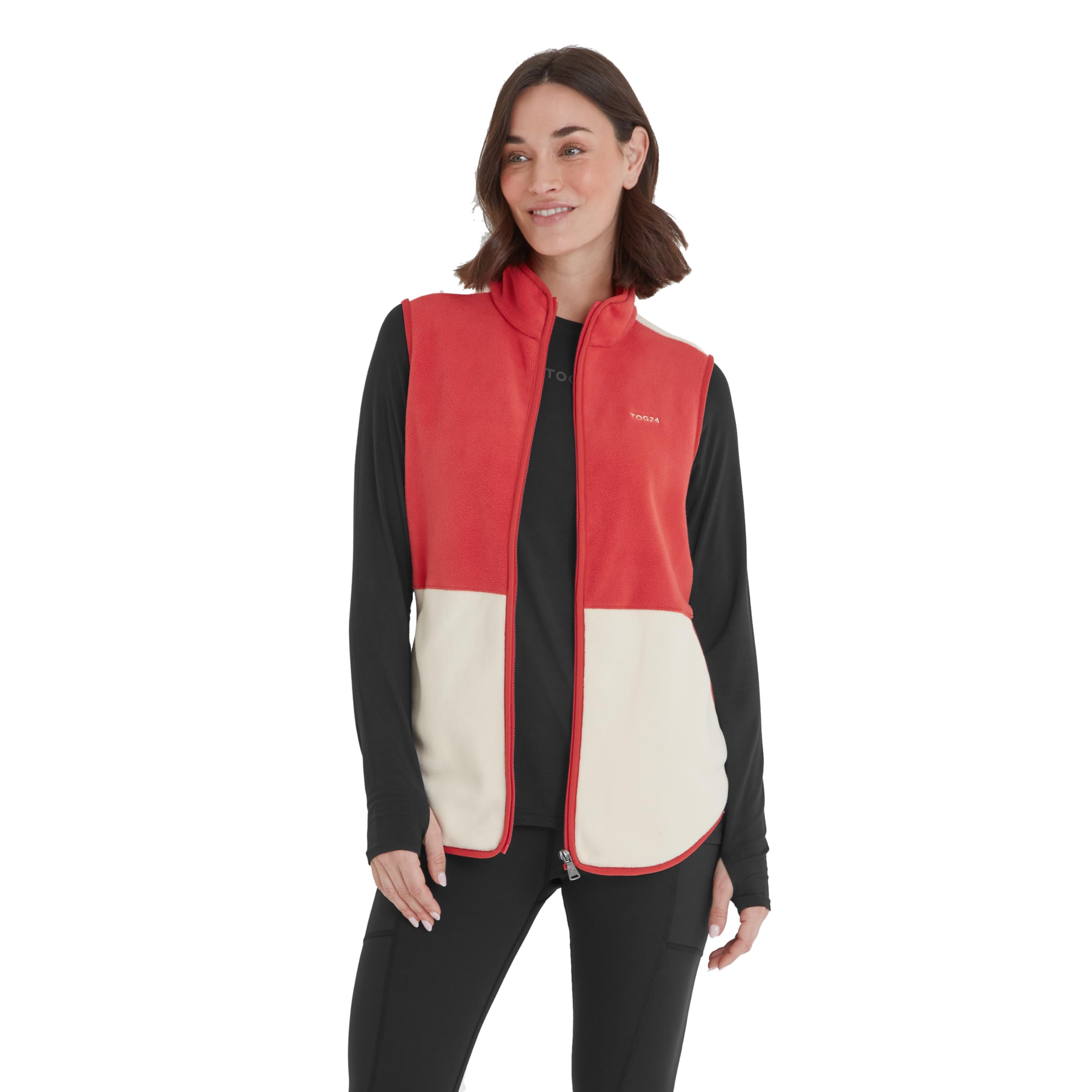 TOG24 Fordley Women's Microfleece Gilet Bodywarmer, Lightweight & Warm Recycled Polyester Fleece, Anti-Pill Finish, Front Zip Opening, 2 Kangaroo Pockets, Casual All-Year Fleece Gilet Bodywarmer