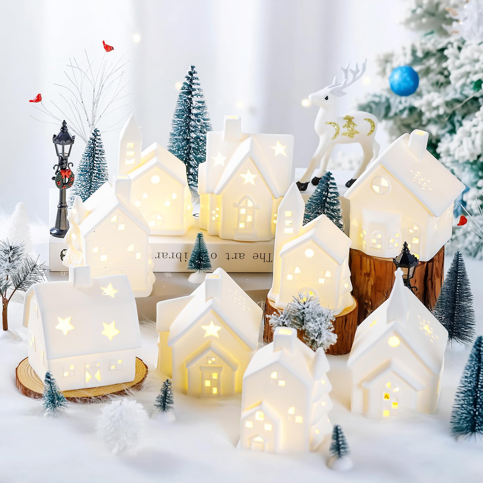 Amazon.com: Spdmhyo Set of 28 Ceramic Christmas Village Sets 8