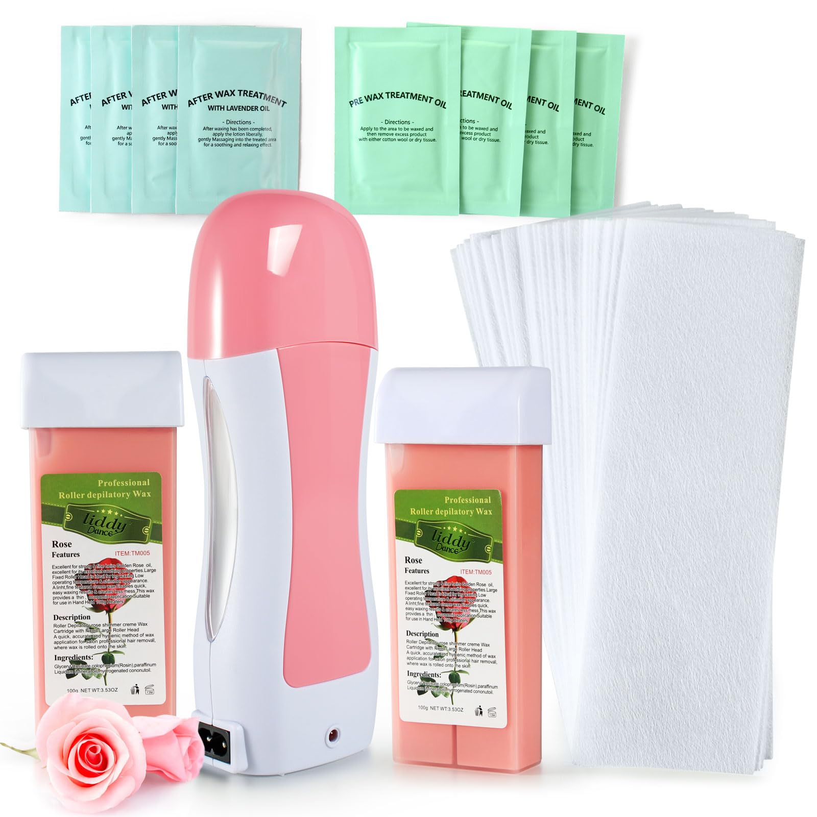 Roll on Wax Warmer Kit Wax Roller Kit for Hair Removal Painless Waxing for Hair Eyebrow Facial Armpit Bikini Brazilian